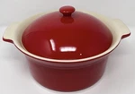 Bialetti Bakeware 2-QUART Round Casserole W/lid Red Stoneware Oven Table. Fixed Price $24.95.