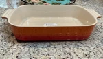 Le Creuset Enamel Stoneware Flame 32CM 13"X9" Deep Dish Lasagna Nwt. Fixed Price $89.00.