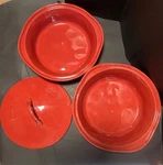 Rachael Ray Casserole Bakeware Set 3N Piece Red Ceramic Stoneware 2QT 1.5 Lid. Fixed Price $25.49.