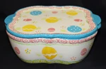 Temptations Old World Easter Egg Hunt Handled Square Baker With Lid - 2 Quart. Fixed Price $20.00.