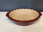 Pampered Chef Family Heritage Stoneware Pie Plate 7094 Cranberry Scalloped. Fixed Price $34.99.