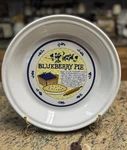 Round Ceramic Pie Dish Blueberry Recipe Theme White/blue Rim Yellow Accents. Fixed Price $40.00.