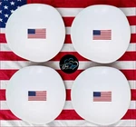Williams Sonoma S/4 American Flag Appetizer Plates 6.25" Stoneware July 4TH. Fixed Price $109.99.