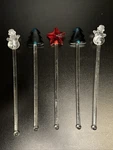 Vtg Crate & Barrel Plastic Swizzle Sticks- Red Star-green Tree-clear Snowman Euc. Fixed Price $15.99.