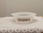 Vintage Glasbake 2 Quart Casserole / Baking Dish Floral Brown Pattern Js 810-77. Fixed Price $12.00.
