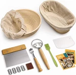 Rorecay Bread Banneton Proofing Basket Set, 9 Inch Round & 10 Oval Cane Sou. Fixed Price $36.35.