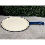 Rachael Ray Blue Enameled Cast Iron Oval Griddle Pan Skillet Helper Handle. Fixed Price $29.99.