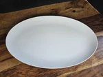 Over Back Coupe Hand-finished Stoneware Small 12" X 9" Oval Serving Platter. Fixed Price $34.99.