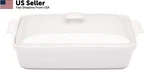 Rossallini Stoneware Casserole Dish Bakeware 13X9 4.23Q (4L), Glossy White. Fixed Price $147.17.