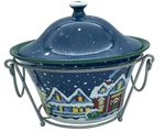 Temp-tations Presentable Ovenware By Tara Snowy Night 1.5QT Bowl W/rack &lid. Fixed Price $28.97.
