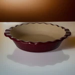 Pampered Chef 7103 Pie Plate 9" Cranberry Stoneware Scalloped Usa. Fixed Price $23.72.