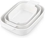 Ceramic Baking Dishes Set Of 3 Rectangular Oven Safe Bakeware With Handles White. Fixed Price $66.18.