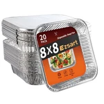 Ezsart 8X8 Aluminum Pans With - 20 Pack Lids, Silver. Fixed Price $28.19.