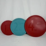 Pyrex Round Plastic Lids Set Of 3 1.5 2.5 4 Qt Bowl Covers Red Teal Usa. Fixed Price $14.99.