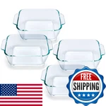 Yomvzake 4-PACK 5" Glass Square Casserole Dishes W/ Handle Oven/microwave Safe. Fixed Price $37.34.