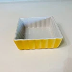 Housewares International Mini Square Fluted Baking Dish Yellow/white. Fixed Price $5.95.
