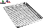 Teamfar Baking Sheet With Rack Set, Stainless Steel Pan Tray Cookie. Fixed Price $22.97.