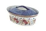 Blue Rose Polish Pottery - Daisy Small Oval Covered Baker 1 Qt Capacity.... Fixed Price $280.53.