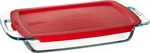 Pyrex Bake Pan Easy Grab 3-QUART Oblong Glass Baking Dish W/lid Red Nwt. Fixed Price $26.99.