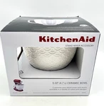 White Ceramic Bowl Mermaid Lace 5 Qt Quart. Fixed Price $80.00.