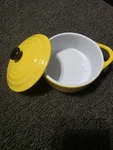 Mini Yellow Dutch Oven Ceramic Baking Dish With Lid Cute Kitchen Decor. Fixed Price $50.00.