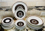 Royal Overture Set Vintage Cavalier Black Brown Dishes Retro. Fixed Price $225.00.