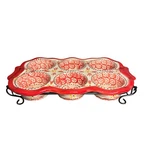 Temp-tations Old World 6 Cup Muffin Pan W/ Wire Rack Floral Lace Hand Painted. Fixed Price $29.99.