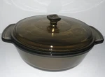 Vintage Anchor Hocking Amber Glass 9" 2 Qt Covered Casserole Dish Usa 1038. Fixed Price $6.00.