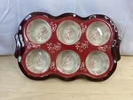 Temp-tations Temptations 6 Muffin Floral Lace Baker Oven Table Brown And Red. Fixed Price $22.99.