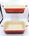 Le Creuset Rectangular Baking Dish Red Ombre 6 X 8 2.5 Of New. Fixed Price $45.00.