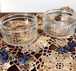 Vintage Ribbed Glass Ramekins Set Of 2 Custard Cups Cottage Kitchen Dessert Bowl. Fixed Price $9.50.