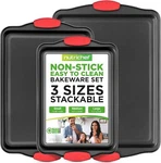 Nutrichef Nonstick Bakeware Set 3 Piece Carbon Steel Cookie Pans With Handles. Fixed Price $23.79.