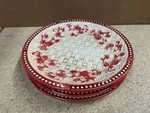 3 Temp-tations Floral Lace Basket Weave Red 7 Dessert Plates Temptations. Fixed Price $32.99.