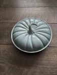 Creuset Stoneware Collectible 9-INCH Pumpkin Baker With Lid, Sea Salt. Fixed Price $109.00.