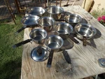 Farberware Tri-ply Stainless Steel Cookware 10PCS Wood Handles Skillets & Pots. Fixed Price $155.55.