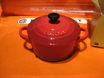 Creuset 8 Oz Petite Round Casserole 4" Mini Cocotte Cerise Red Stoneware. Fixed Price $19.40.