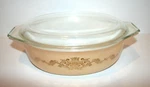 Vtg Pyrex 045 16 Golden Rose Oval Ovenware Casserole Pan Dish Peach W/ Glass Lid. Fixed Price $29.97.