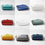 Creuset Heritage Stoneware Rectangular Covered Casserole, 4-QT. Full Color. Fixed Price $98.99.