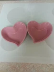 Set Of 2 Chantal Candy Pink Valentines Heart Shaped Cup Bakeware Dish Bowl. Fixed Price $14.40.