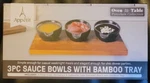 Appetit 3PC Sauce Bowls With Bamboo Tray Black Porcelain. Fixed Price $17.99.