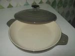 8" Staub 2-TONE Gray Round Baking Dish W/ Lid. Fixed Price $34.00.