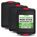 Nutrichef 3-PIECE Large Nonstick Cookie Sheets For Baking Non-stick Tray Set. Fixed Price $48.99.