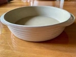 Pampered Chef Family Heritage Stoneware 8" Round Mini-baker Vanilla Glazed Euc. Fixed Price $16.95.