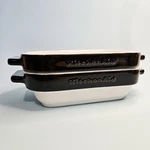 2 Kitchenaid 16OZ Single Serve Ceramic Mini Bakeware Set Black & White Rare. Fixed Price $29.95.