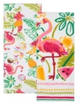 Celebrate Summer Together Pink Flamingo Kitchen Terry Cotton Towels 2-PK.. Fixed Price $15.99.