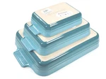 Le Creuset Stoneware Classic Rectangular Baking Dish Of 3 Caribbean (teal). Fixed Price $165.00.