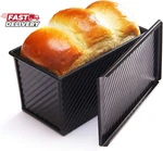 Chefmade Pullman Loaf Pan With Lid, 1LB Dough Capacity Non-stick Rectangle Corru. Fixed Price $37.92.