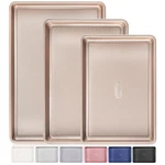 Hongbake Baking Pan Set Of 3, Nonstick Cookie Sheets, Champagne Gold. Fixed Price $40.18.