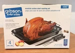 New Gibson Everyday 4 Pc Non-stick Roasting Set W/ Carving Knife & Fork Freeship. Fixed Price $23.99.