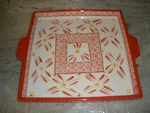 Temptations By Tara Flat Tray Qt SHB-LX-791863 With Handles Old World Red 10.5. Fixed Price $17.99.